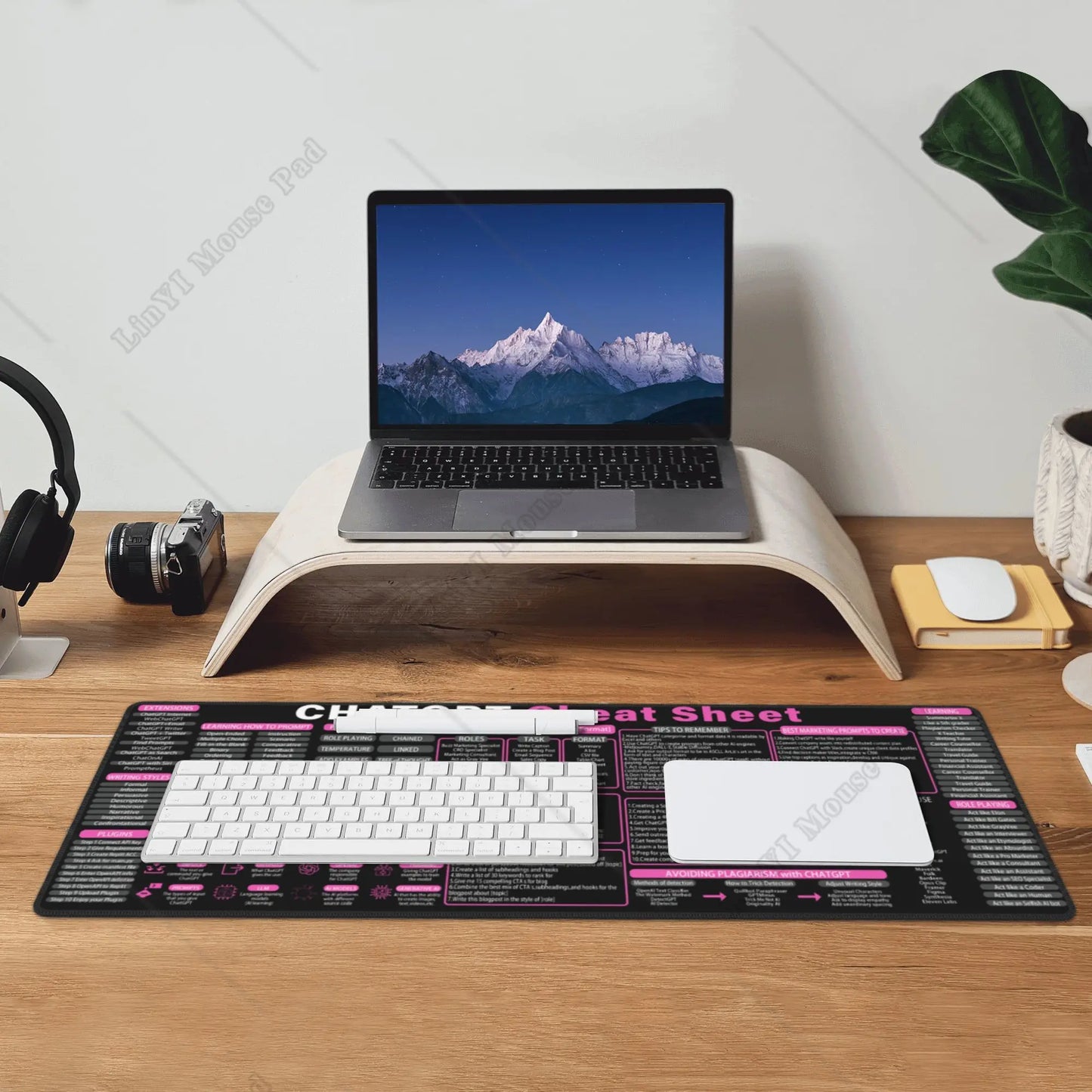Chat GPT Cheat Sheet Mouse Pad Gift for Computer Programmer Gift for Hacker Unique Pink Mouse Mat for Office Work 31.5x11.8 Inch