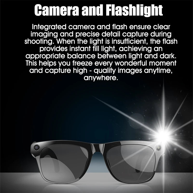 4K HD AI Smart Glasses Chat GPT 100MP Camera Bluetooth Call 260Mah Battery Voice Assistant  Control Smart Glasses for Men Women