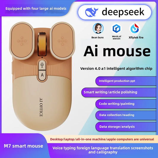 AI Smart Wireless Mouse Rechargeable Silent Mouse 2.4G/Bluetooth Backlit With AI Deepseek Chat-GPT Feature For Computer Gaming