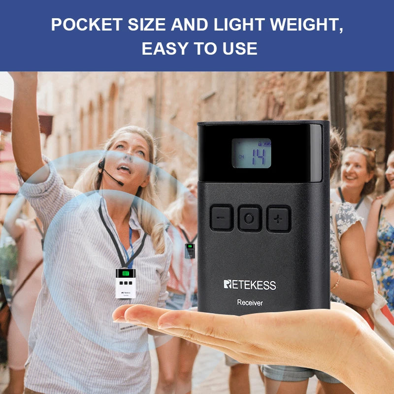 10PC Retekess TT122 Tour Guide System Wireless Receiver 36 Channel For Church Excursion Translation Travel Museum Conference
