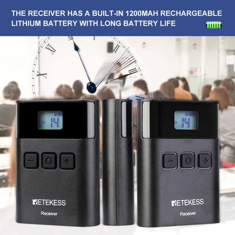 10PC Retekess TT122 Tour Guide System Wireless Receiver 36 Channel For Church Excursion Translation Travel Museum Conference