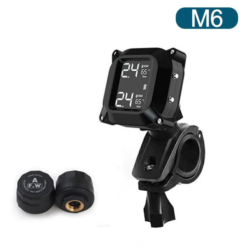 Motorcycle TPMS Solar Power Tire Pressure Monitor Real Time Tire Pressure Monitoring System Temperature Sensor Alarm System
