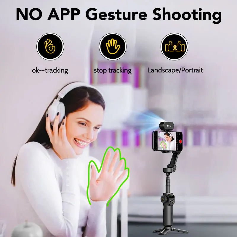 AOCHUAN Smart X2 Ai Handheld Gimbal Stabilizer Built in Extension Rod Equipped with LED display Smartphone Gimbal Stabilizer