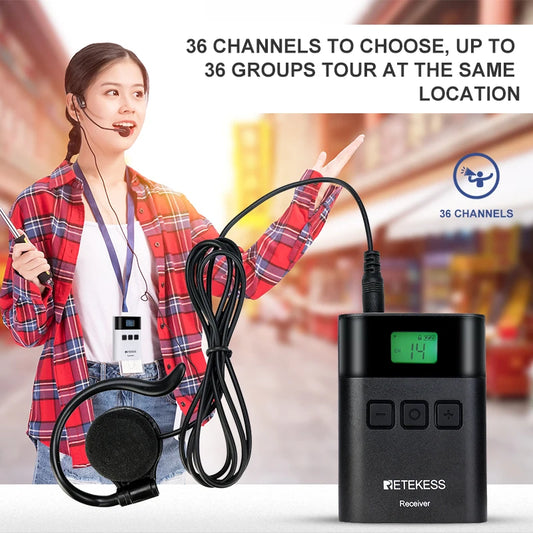 10PC Retekess TT122 Tour Guide System Wireless Receiver 36 Channel For Church Excursion Translation Travel Museum Conference