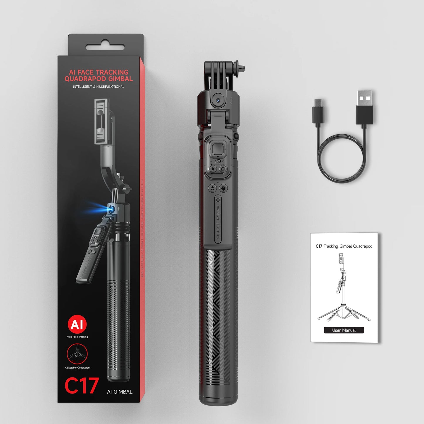 AI Smart Gimbal Tripod Selfie Stick Foldable 360° Auto Follow-Up Face Tracking Gimbal All-in-one Phone Holder For smartphone