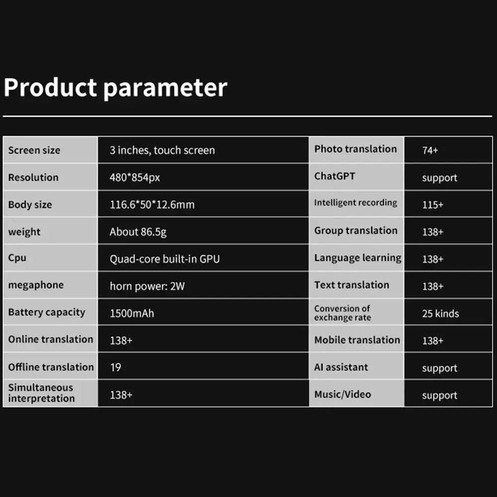 S80 Pro Portable Language Translator Device & 138 Languages Voice Translating 16 Offline Translation Simultaneous Interpretation